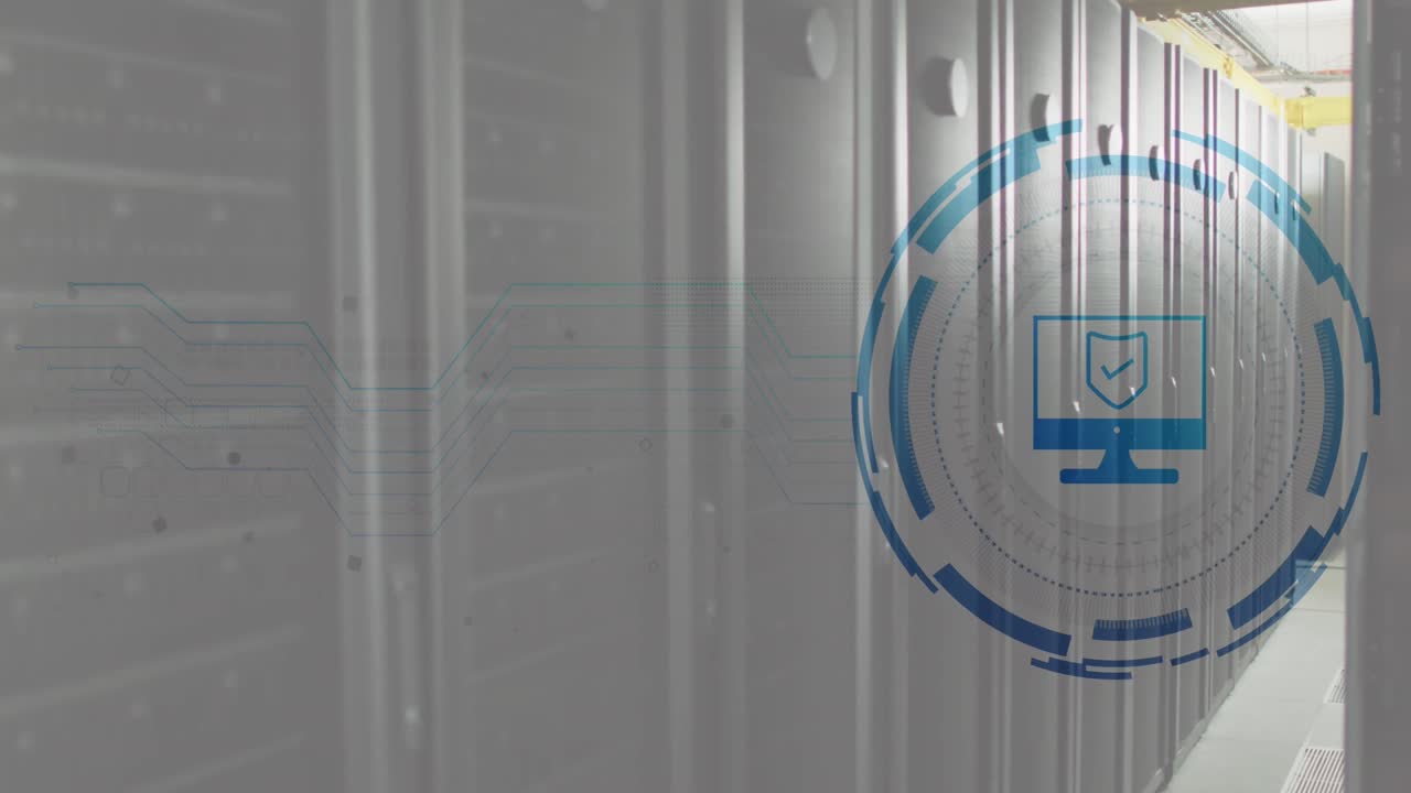 Animation of data processing over server room