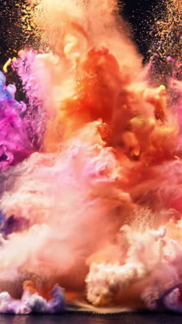 a colorful explosion of smoke and fire in the sky. the colors are vibrant and bright, creating a sense of energy and excitement. the smoke and fire seem to be dancing and swirling in the air