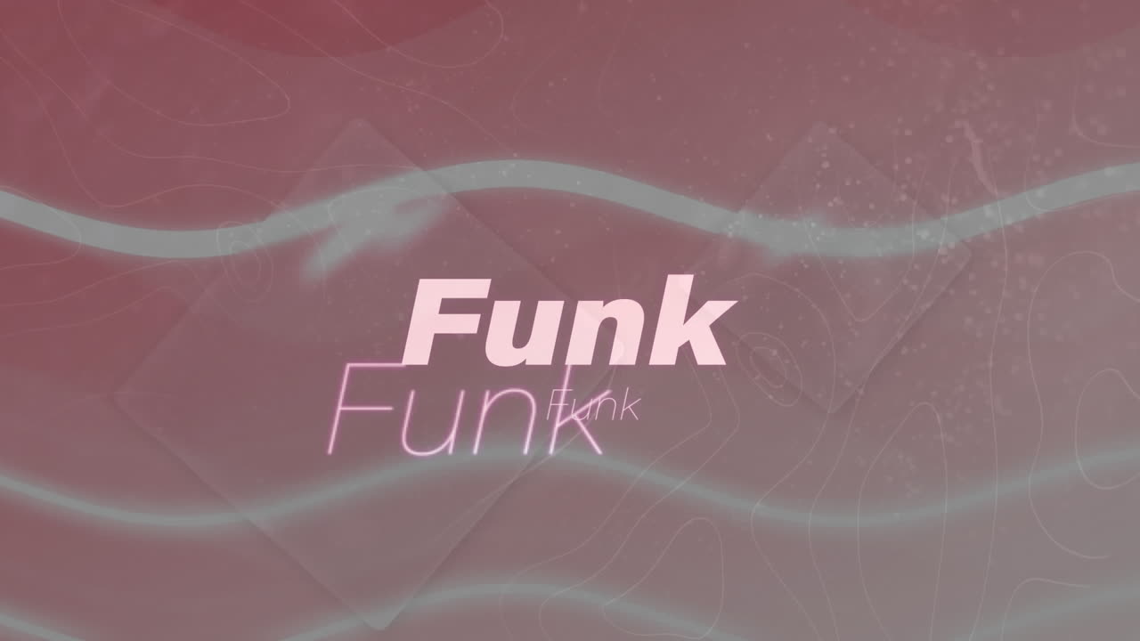Animation of funk text on colourful background
