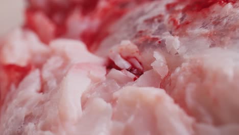 close-up of raw meat with bone