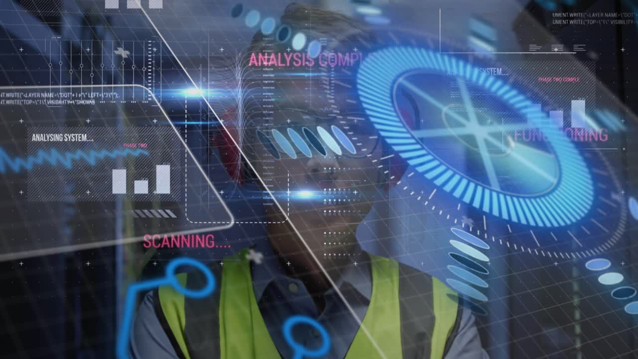Animation of scope scanning with network of connections with people icons