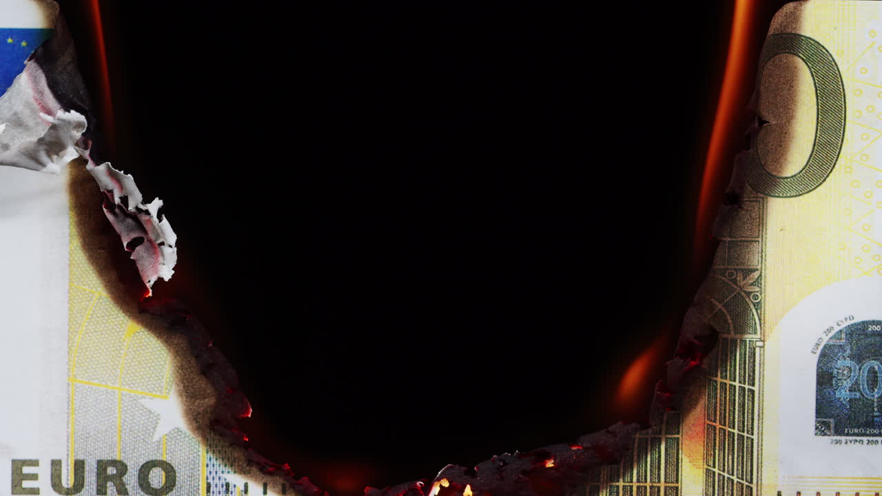 Burning Euro Banknote