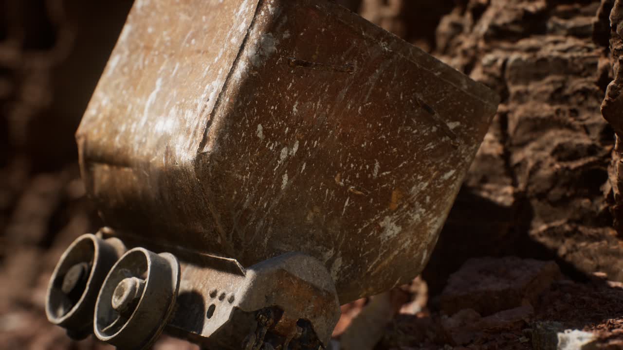 골드 러시 기간 에 광석 을 운반 하는 데 사용 된 버려진 금광 트롤리