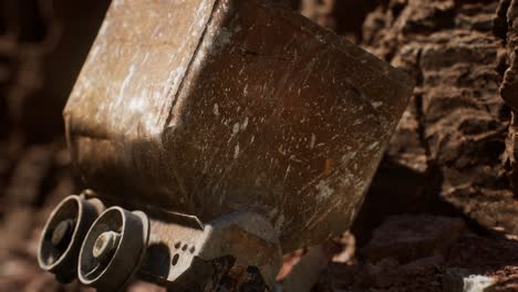 carretilla de mina de oro abandonada utilizada para transportar mineral durante la fiebre del oro