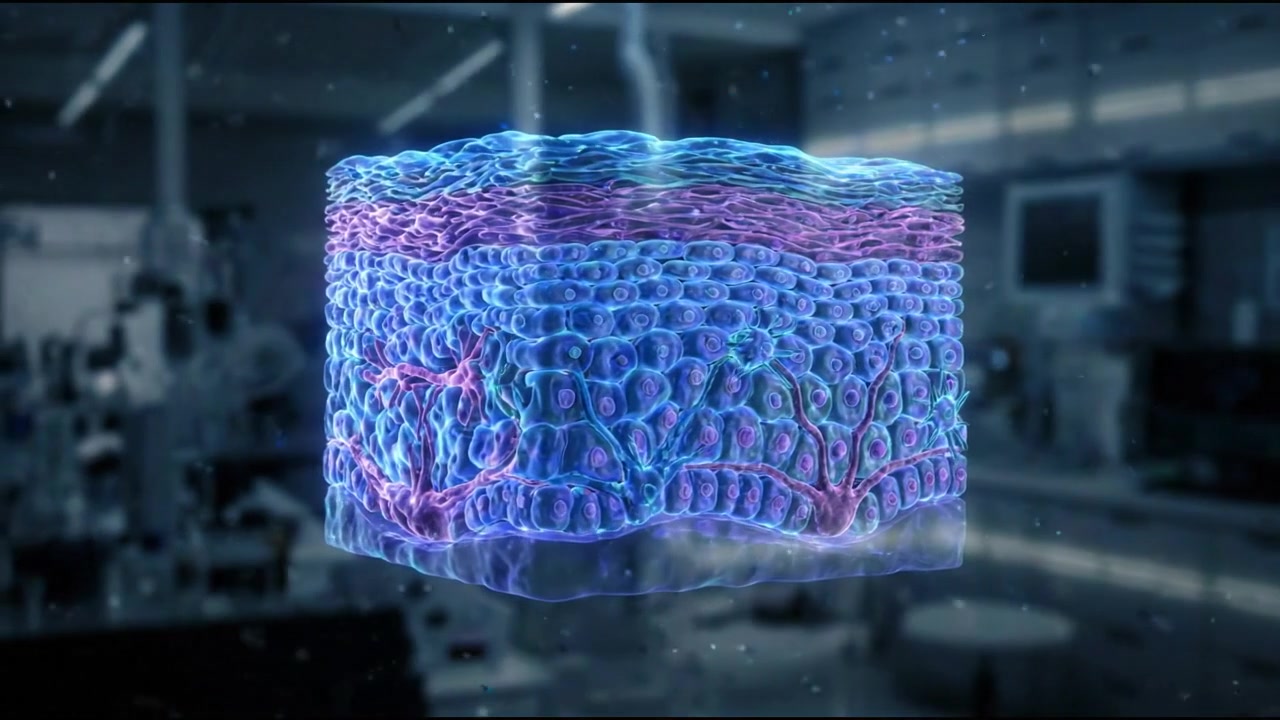 Laboratory sample vial glowing biotech research display