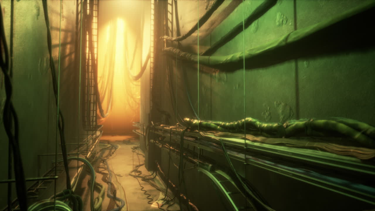 cables eléctricos en el túnel con luz