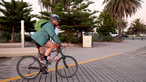 skater and cyclist share park path