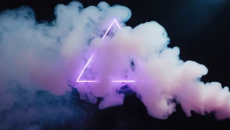 neon triangle with smoke