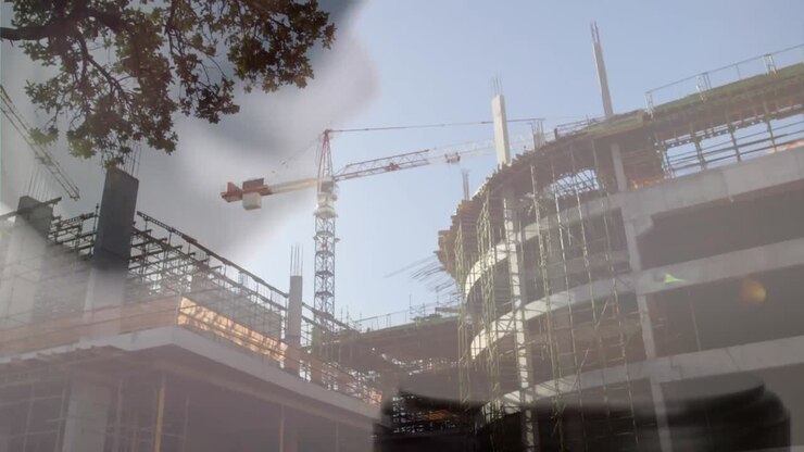 Digital animation of buildings under construction 4k