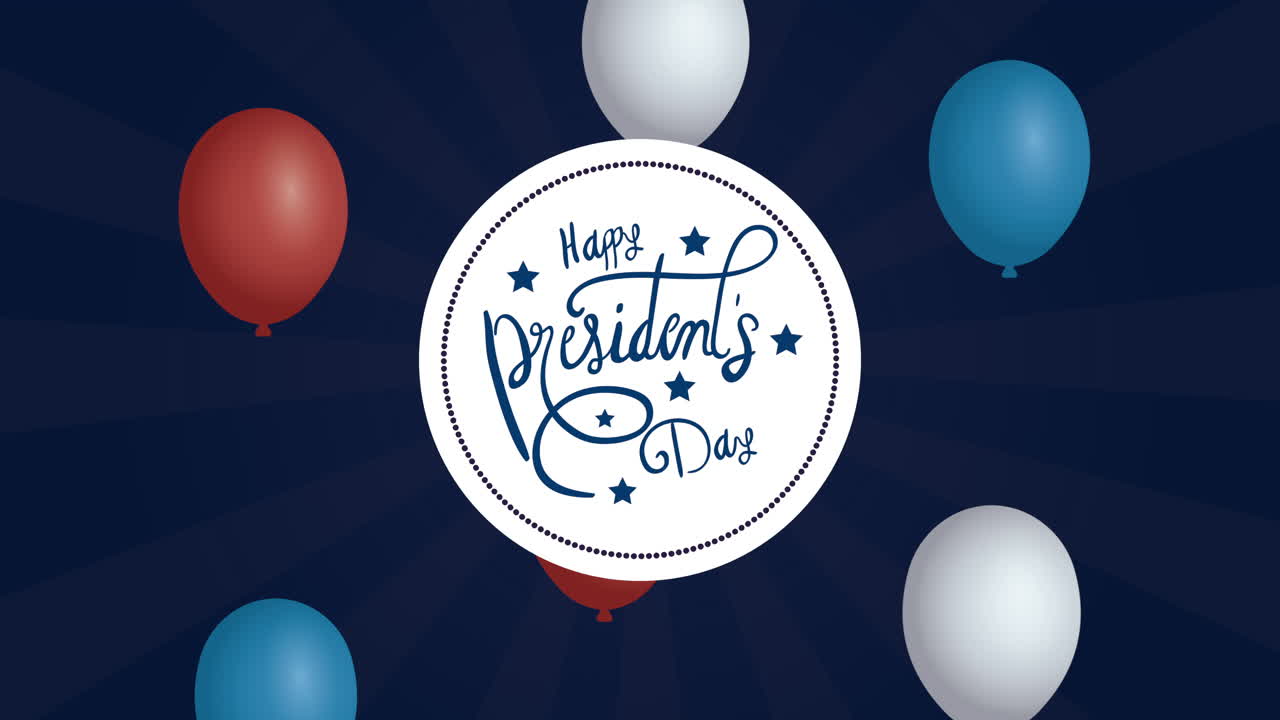 el día de los presidentes con letras con la bandera de los ee.uu. globos de helio