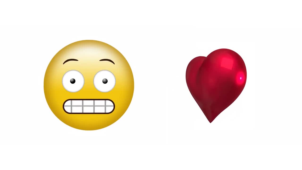 Animation of heart social media emoji icons over white background