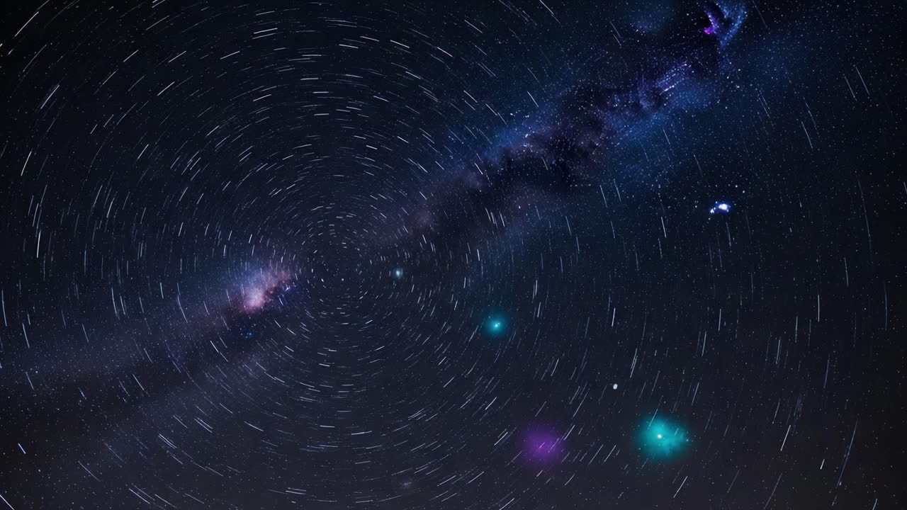 Star Trails in the Night Sky Showing Celestial Rotation