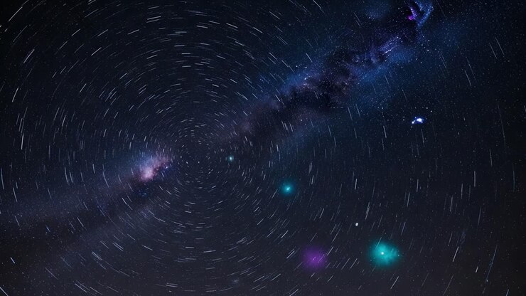 Scie stellari nel cielo notturno che mostrano la rotazione celeste