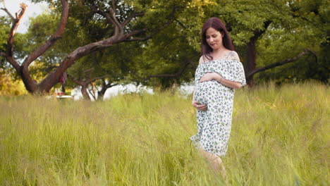 pregnant woman in a field