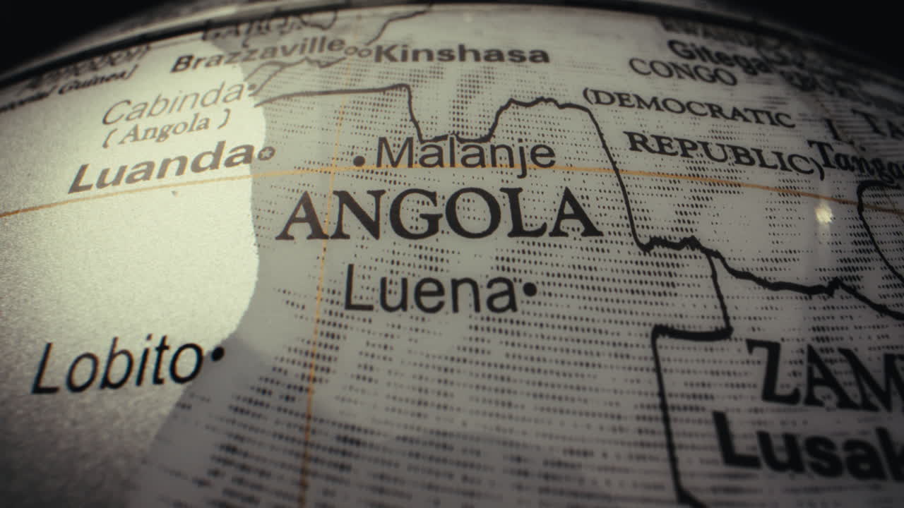 Close-up of Angola on a World Globe