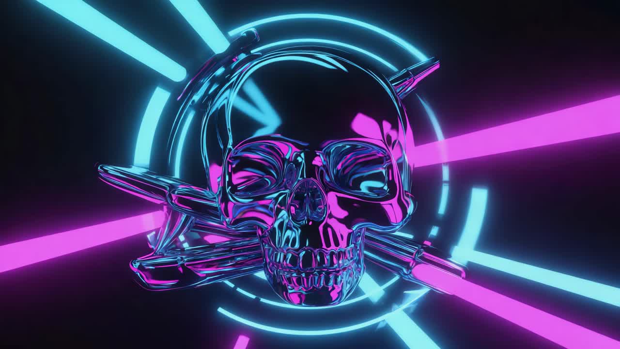 Neon Skull Cyberpunk Art