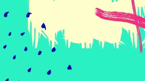 animation of symbol, blue dots and paint splash against blue background