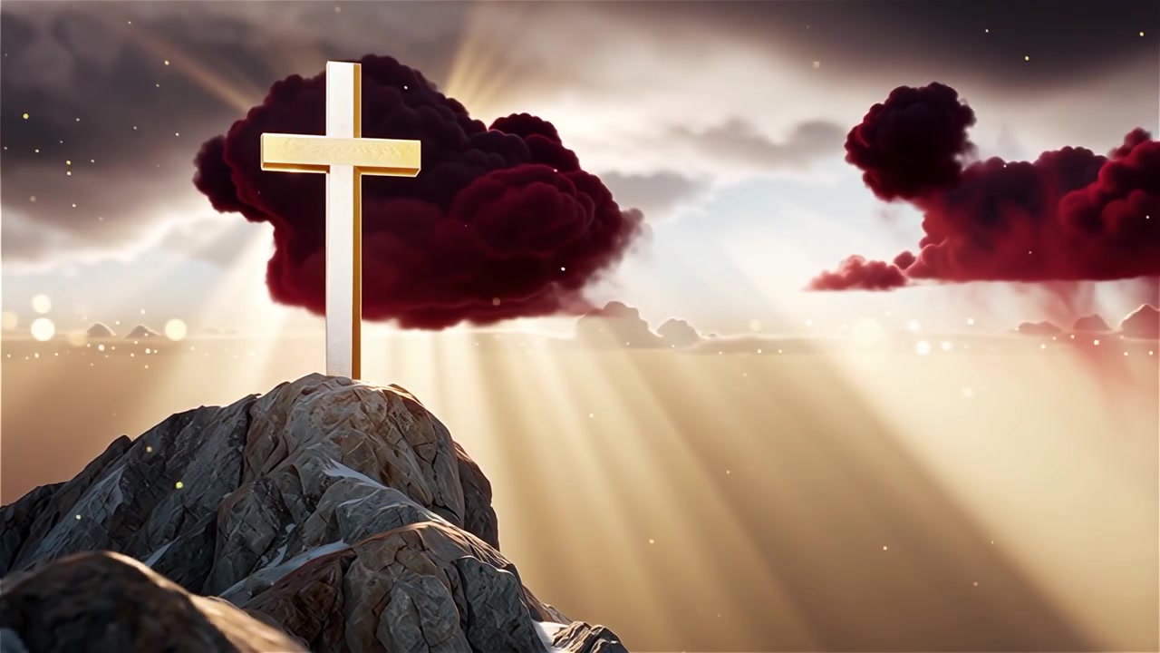 Christian Cross Heavenly Light Worship Background