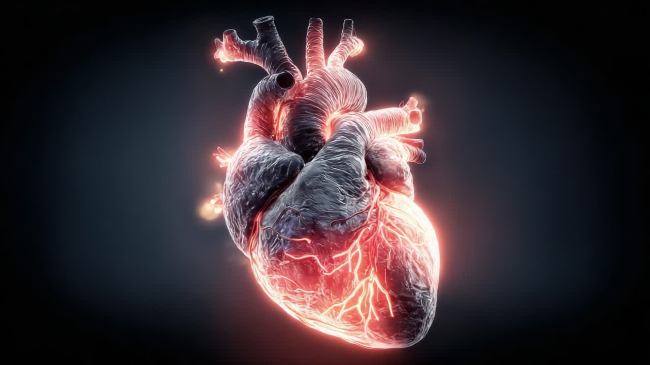 A Captivating Visualization of a Heart, Showcasing Its Intricate Anatomy and Bioluminescent Effects in a Dark Background, Highlighting Life's Vital Essence