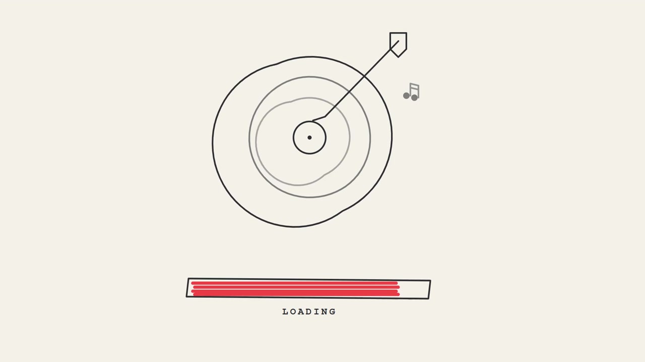 Hand-Drawn Animation of a Loading Vinyl Record Player