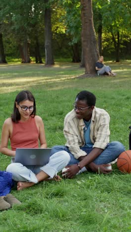 friends studying in park