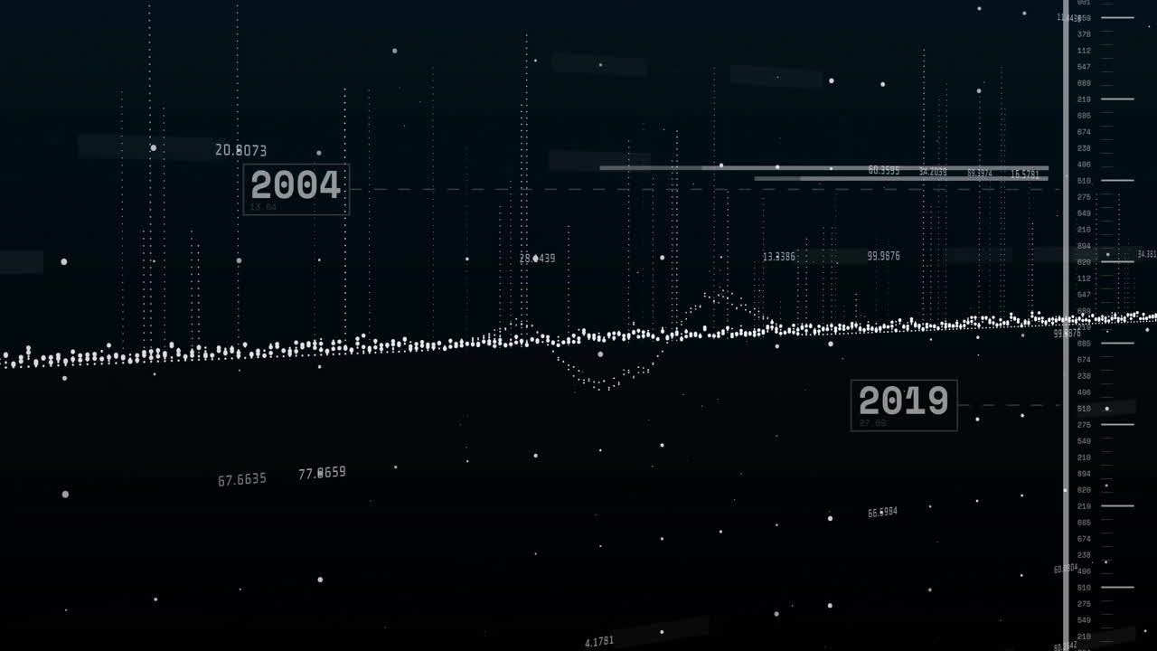 Animation of data processing on black background