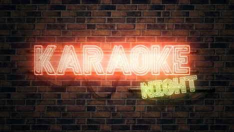 el letrero de neón del karaoke de la noche