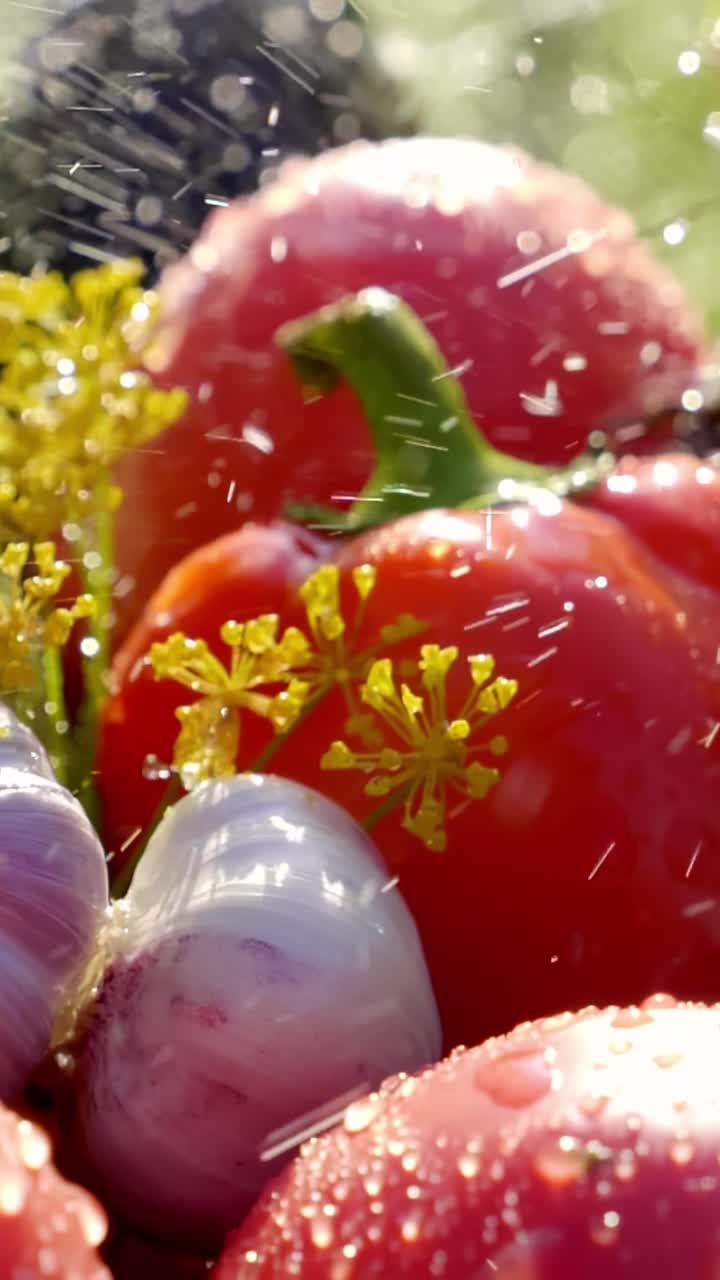 Fresh Vegetables with Water Droplets
