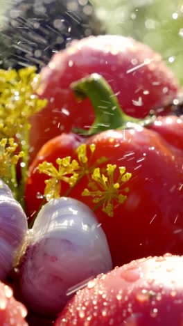 fresh vegetables with water droplets