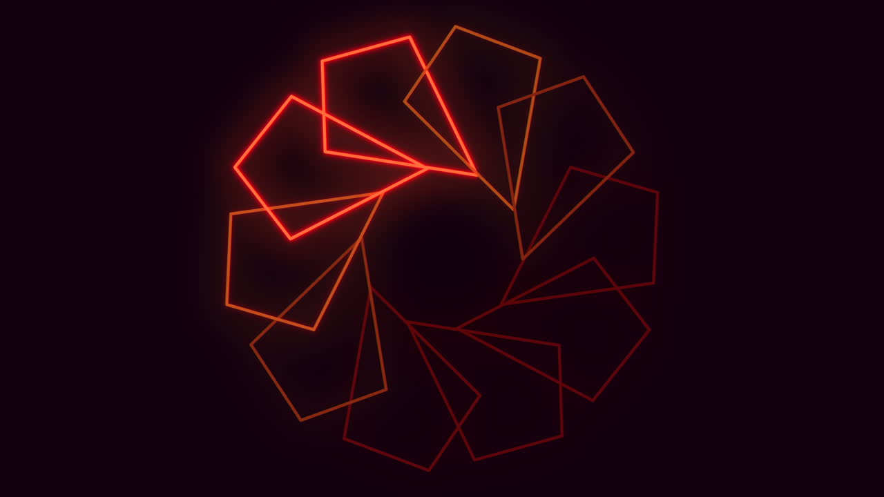 Symmetrical spiral of red lines creates abstract pattern