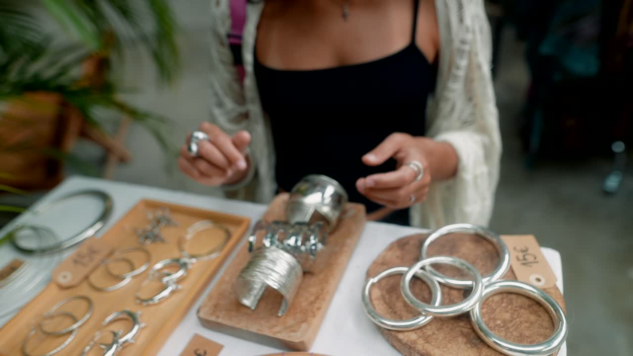 Handmade Silver Jewelry at a Craft Fair