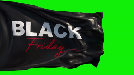 seamlessly looping 3d animation of black friday letters strong wind on greenscreen