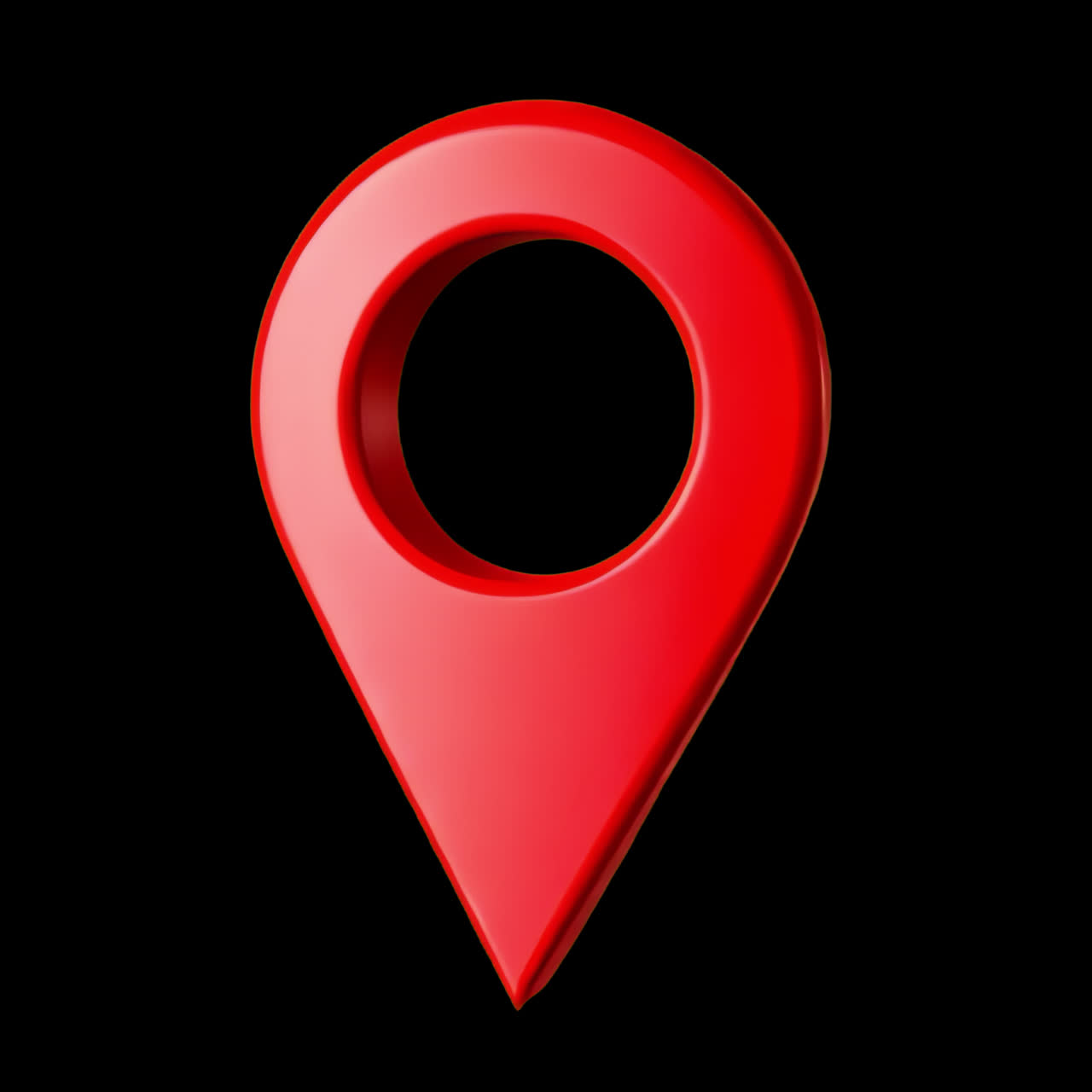 Red location pin icon animation isolated asset, transparent 4K video, alpha channel, ProRes 4444