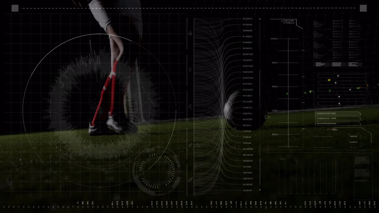 백인 남성 축구 선수에 대한 데이터 처리 애니메이션