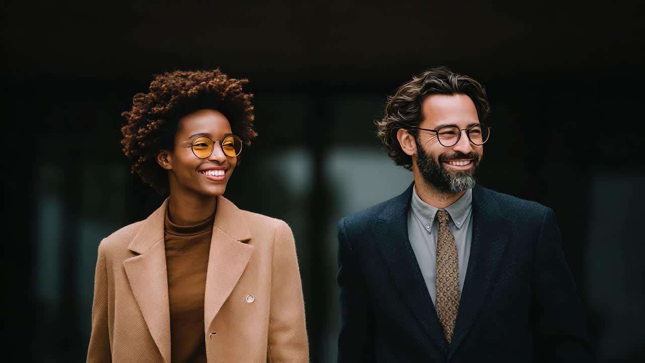 A Stylish Pair: Two Friends Sharing Moments of Joy and Laughter in a Chic Urban Setting, Capturing the Essence of Connection and Fashionable Elegance through Their Smiles