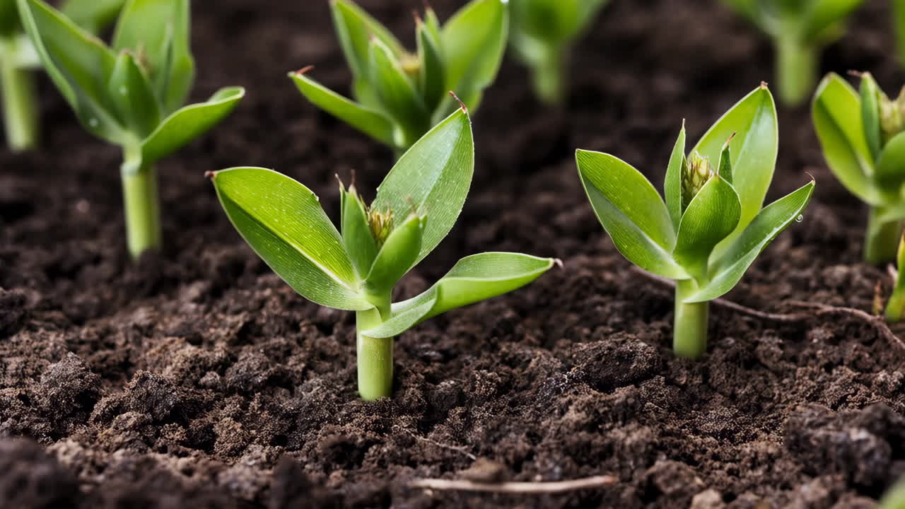 Young Green Plants Growing in Soil