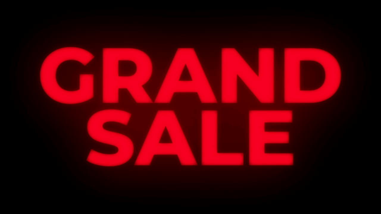 gran venta de texto parpadeante muestra bucle promocional.