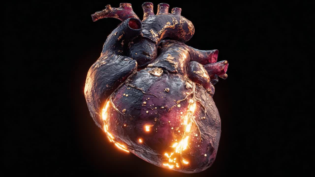 A Stunning Visualization of a Heart with a Unique Design, Combining Realistic Anatomy with Artistic Elements Highlighting Intricate Details and Vivid Colors