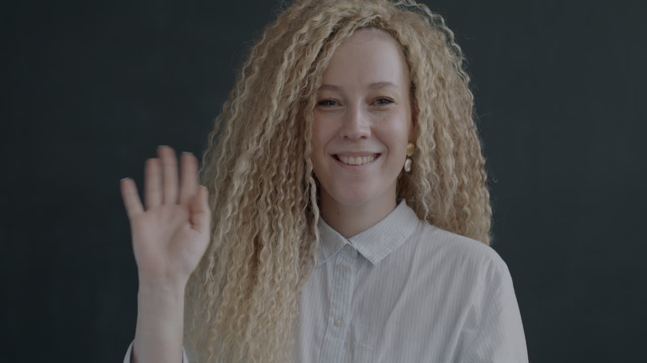 Smiling Woman with Curly Hair