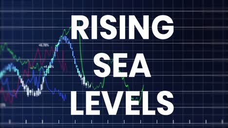 animation of rising sea levels over financial graph