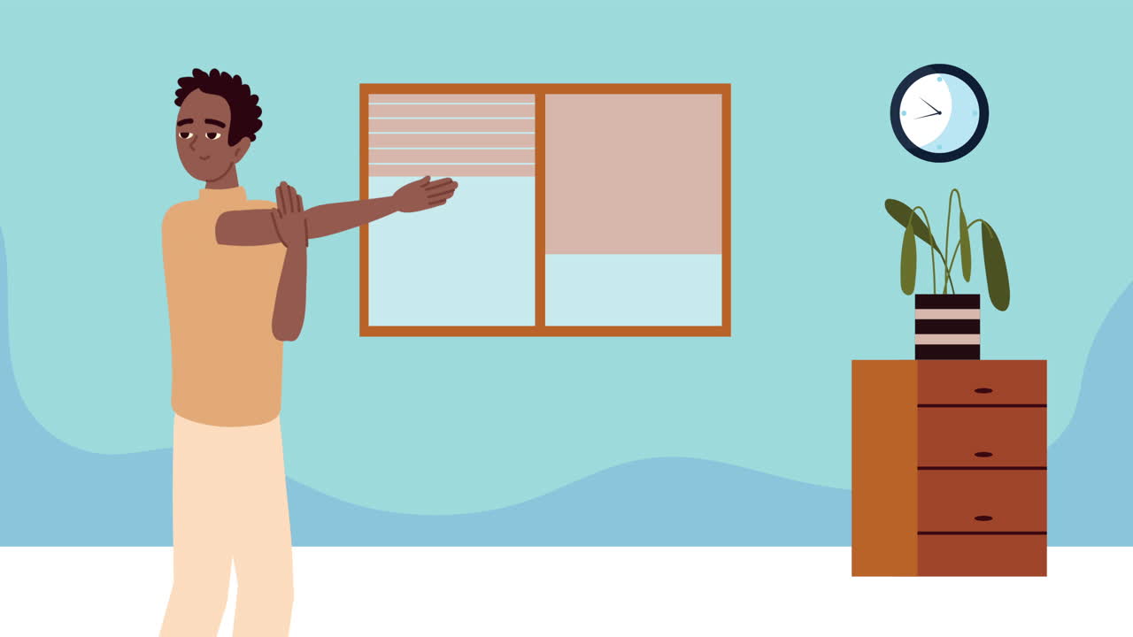 afro man taking an active break in the workplace