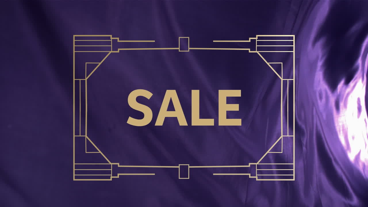 보라색 배경에 판매 텍스트의 애니메이션