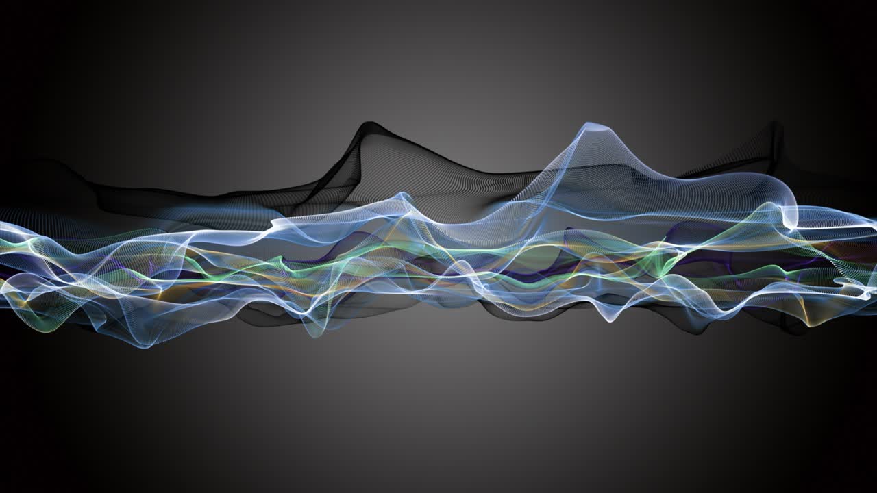 animación fantástica con objeto de onda de partículas en cámara lenta y espacio para texto, 4096x2304 bucle 4k