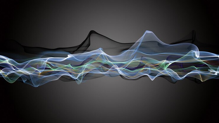 Fantastic animation with particle wave object in slow motion and space for text, 4096x2304 loop 4K
