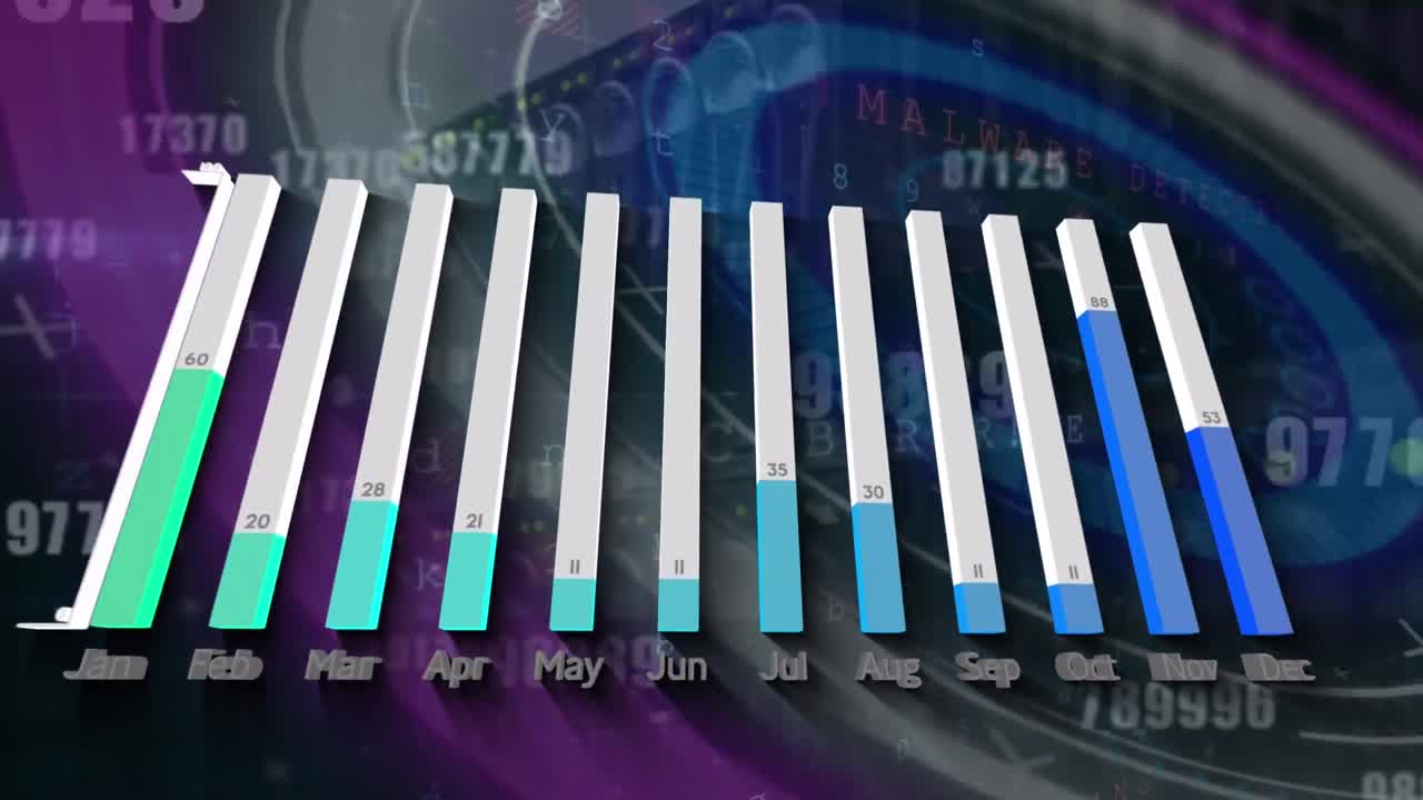 animación del procesamiento de datos y el escaneo del alcance sobre un fondo negro