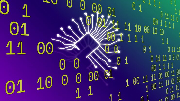 Animation of ai chat and data processing over binary coding
