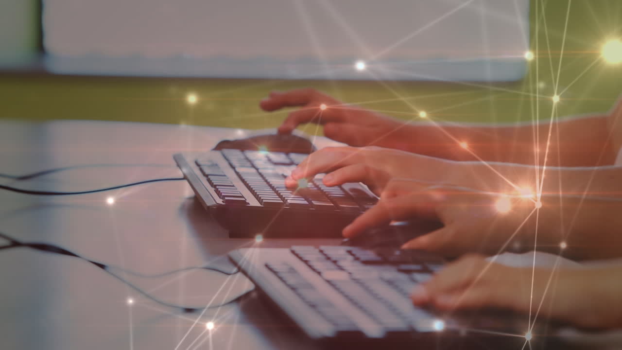 animación de la red de conexiones a través de las manos utilizando computadora