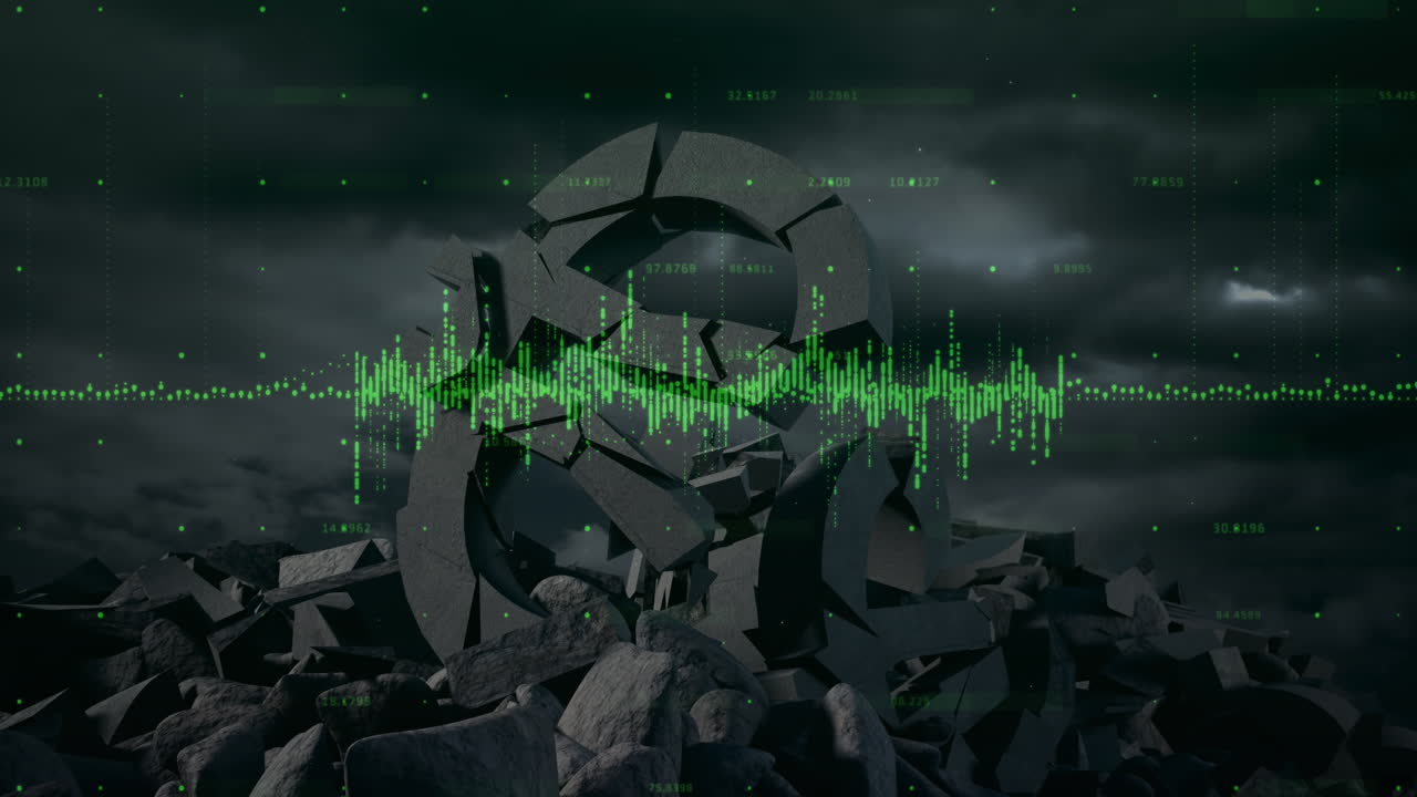 la animación del procesamiento de datos financieros sobre el signo del euro se derrumbó.