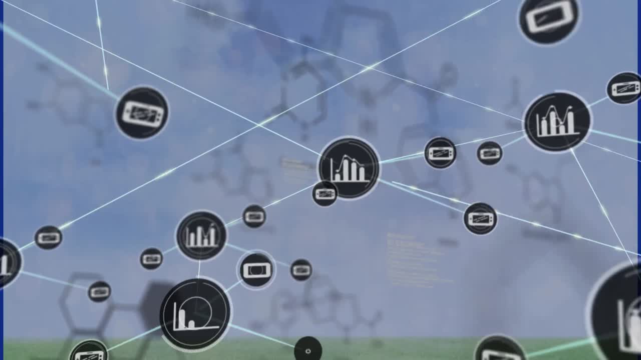 animación del procesamiento de datos a través de nubes