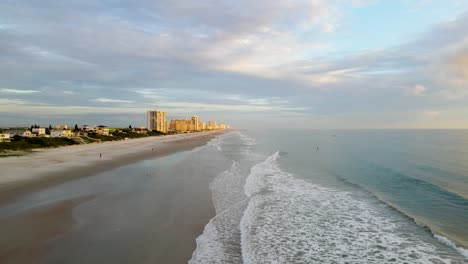 Florida-beach-at-sunrise-with-drone-during-golden-hour